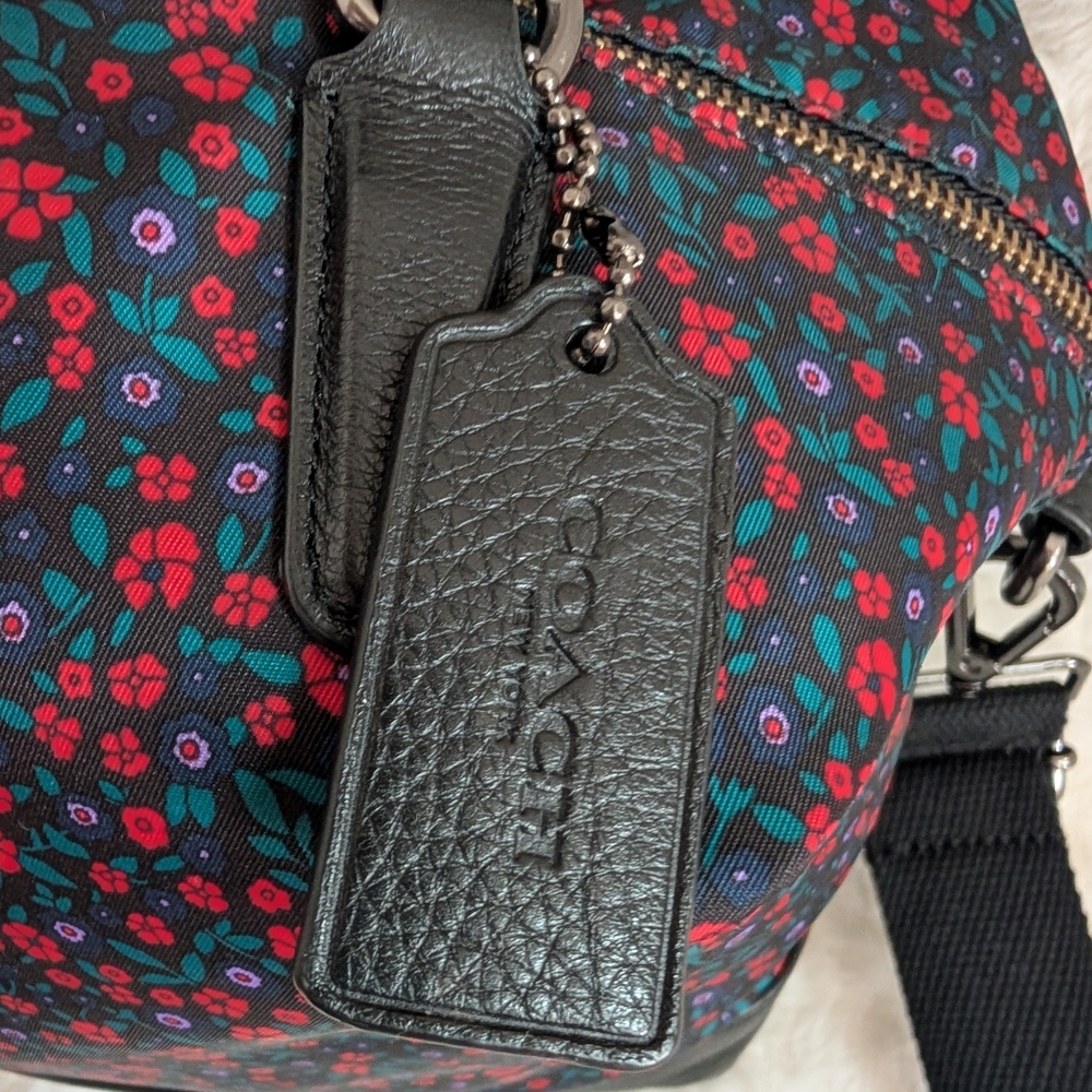 Coach Nylon & Leather Floral Satchel Crossbody Shoulder Bag EUC - Picture 6 of 14